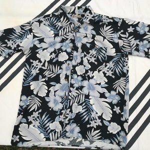 BOBBY CHAN Shirt Men's XL EXTRA LARGE Short sleeve BUTTON DOWN FLOWERED